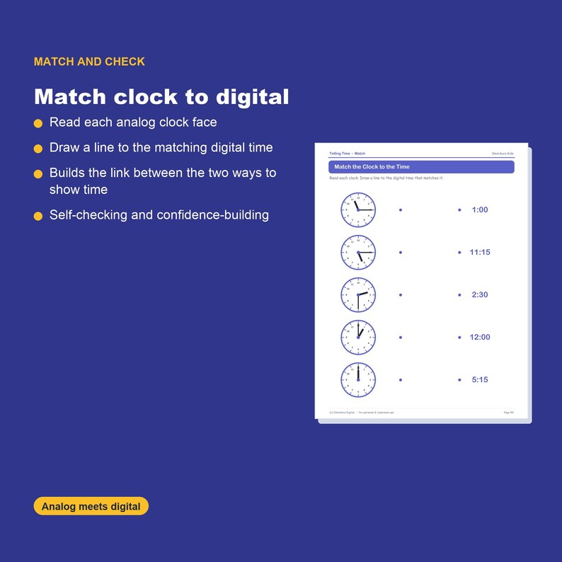 Telling Time Worksheets, Learn Clock O'Clock, Half Past, Quarter, Five Minutes (Digital Download) image 7