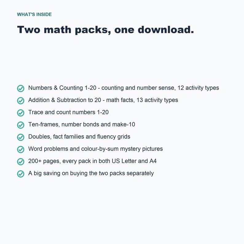 Kindergarten Math Bundle: Counting, Numbers, Addition, Subtraction Worksheets (Digital Download) image 4