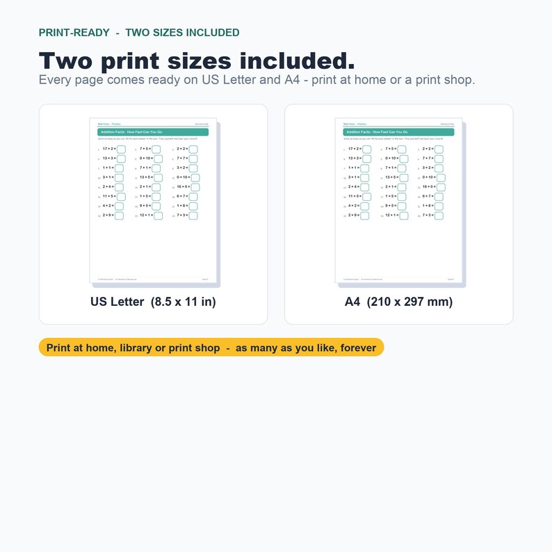 Addition Subtraction Worksheets, Math Facts to 20, Kindergarten First Grade (Digital Download) image 8