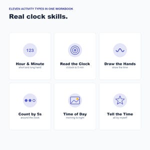 Telling Time Worksheets, Learn Clock O'Clock, Half Past, Quarter, Five Minutes (Digital Download) image 6