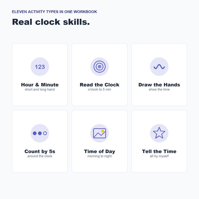 Telling Time Worksheets, Learn Clock O'Clock, Half Past, Quarter, Five Minutes (Digital Download) image 6