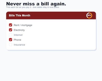 Bill Payment Tracker, Monthly Bills Organizer, Due Date Planner (Google Sheets, Excel)