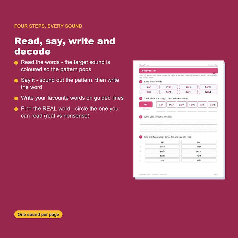 R-Controlled Vowels Phonics Worksheets, Bossy R Practice (Digital Download) image 3