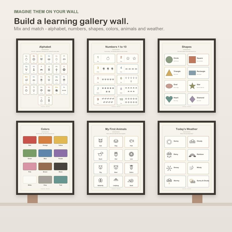 Montessori Boho Alphabet Numbers Learning Posters Set (Digital Download) image 3