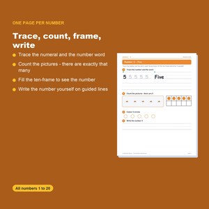 Numbers Counting Workbook 1-20, Preschool Math Tracing (Digital Download) image 3