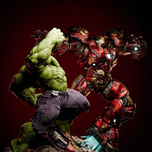 Hulkbuster Fanart STL Statue + Bust | 1/6 Scale | Heavy Armor with Hulkbuster Head & Iron Man Head | 3D STL Print File Model Download