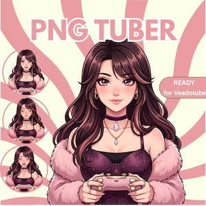 Female Gamer PNGTuber Avatar, Pink Anime Girl PNG Tuber Model, Veadotube Ready Cute VTuber PNG, Gaming Streamer Avatar