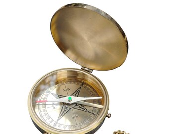 Personalized Brass Compass | Engraved Nautical Pocket Compass, Vintage Maritime Decor