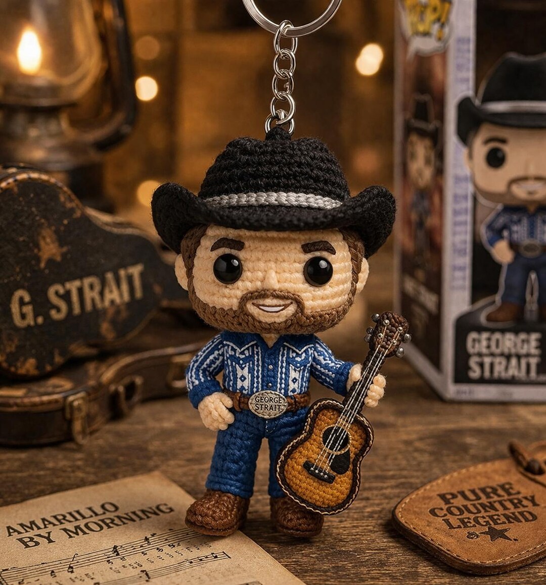 45 Years of Country Legacy Crochet Keychain, Handmade Cowboy Singer ...