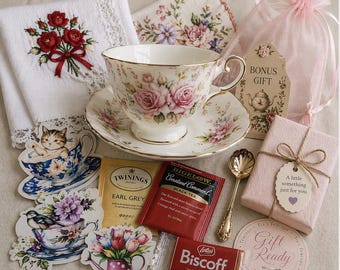 Teacup Gift Box –Vintage Porcelain china teacup & surprise curated for you!