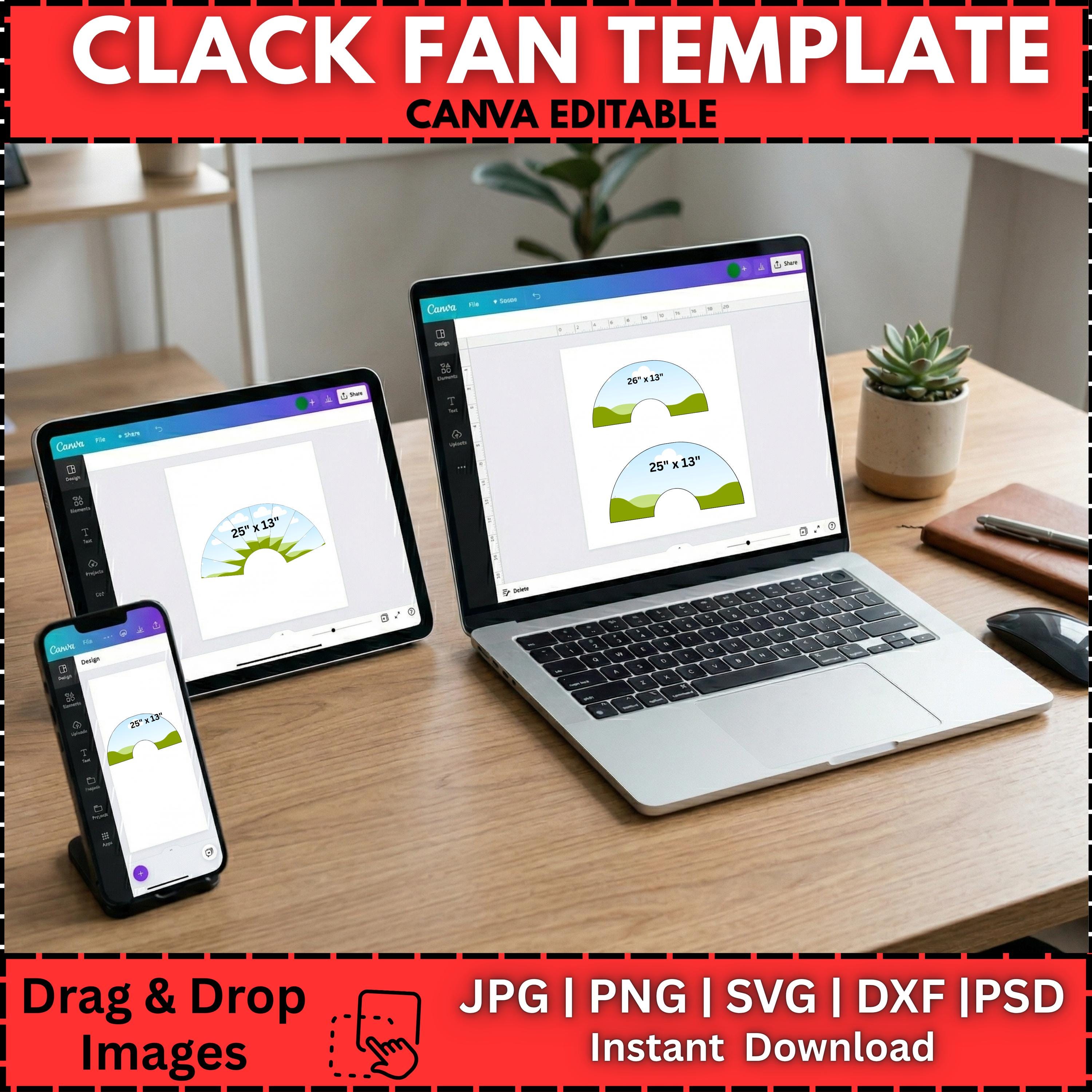 Clack Fan Template Bundle: 4 Sizes, Editable Canva Design (digital ...
