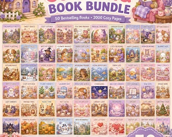 Paquete de libros para colorear acogedores / Más de 2000 páginas para colorear imprimibles / Páginas para colorear para adultos en PDF / Descarga digital instantánea