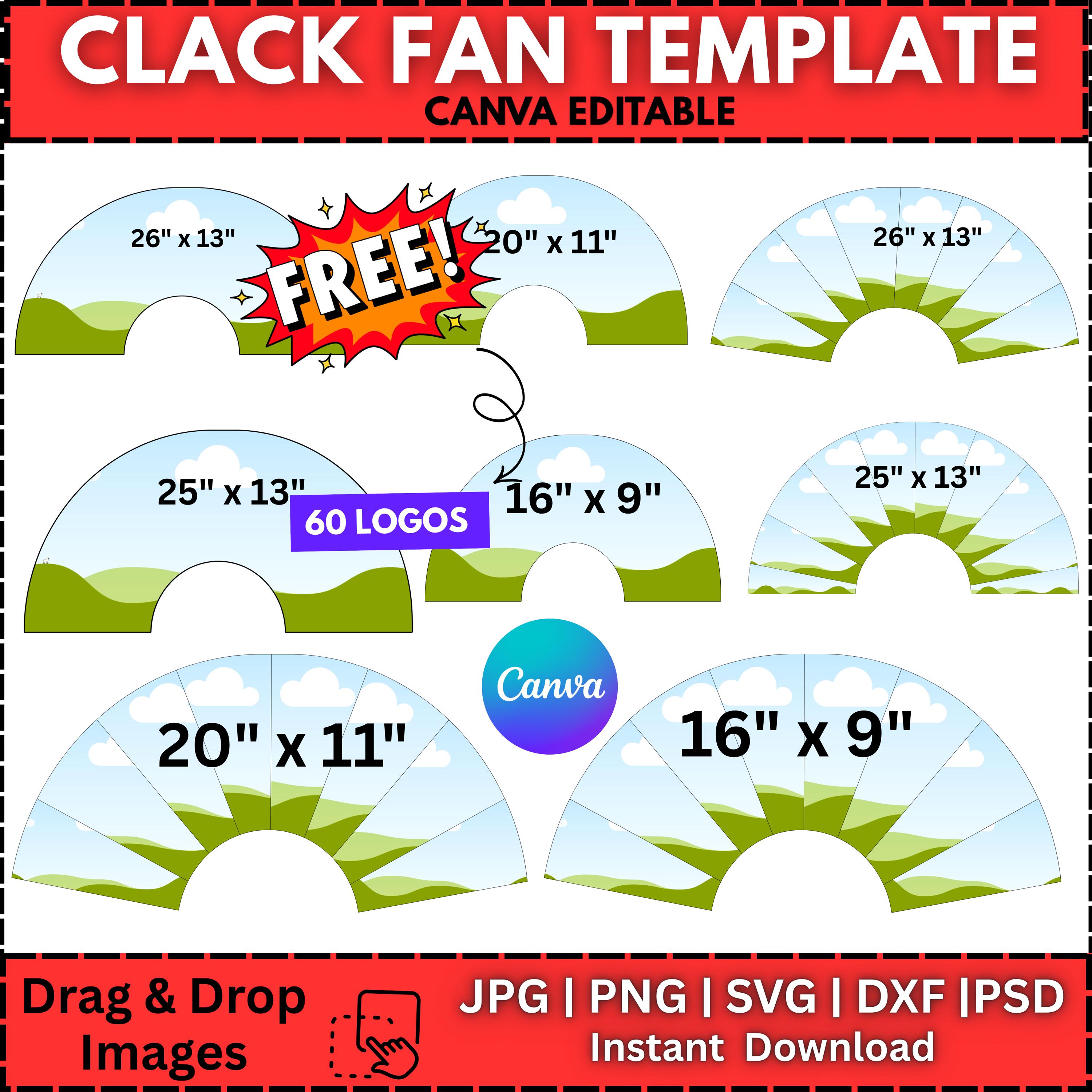 Clack Fan Template Bundle: 4 Sizes, Editable Canva Design (digital ...