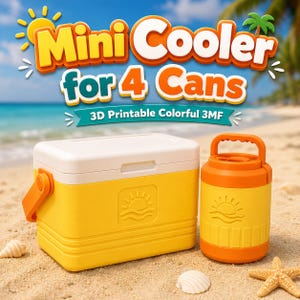 Minikylare för 4 burkar (standard 350 ml burk) och 3D-utskrivbar färgglad 3MF