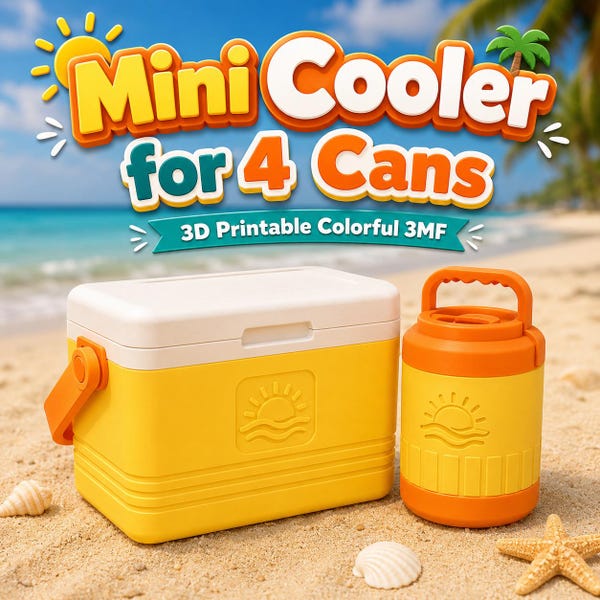 Mini Cooler for 4 Cans (std 12oz can) & 3D Printable Colorful 3MF