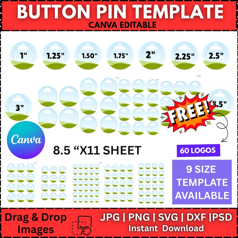 58 Mm Badge Template - Etsy