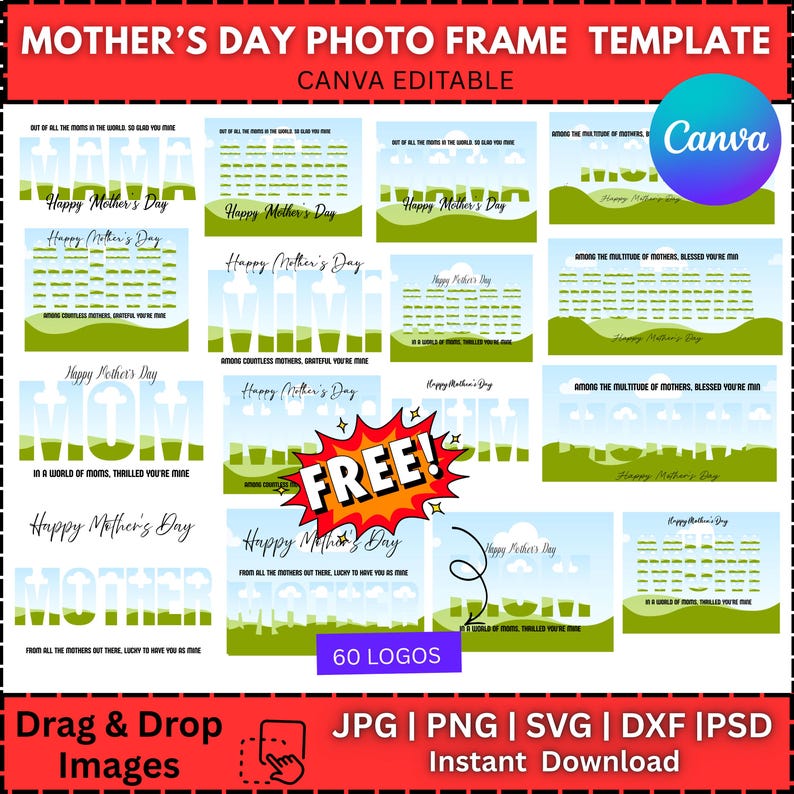 Viral Mom Canva Editable Template Mega Bundle | Mama Photo Collage ...