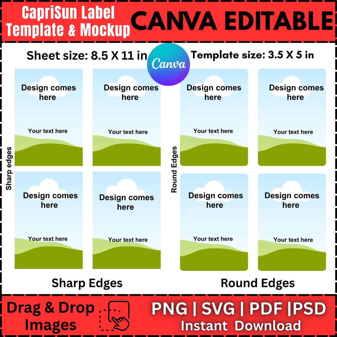 Capri Sun Canva Template Editable Juice Pouch Label Blank Caprisun ...