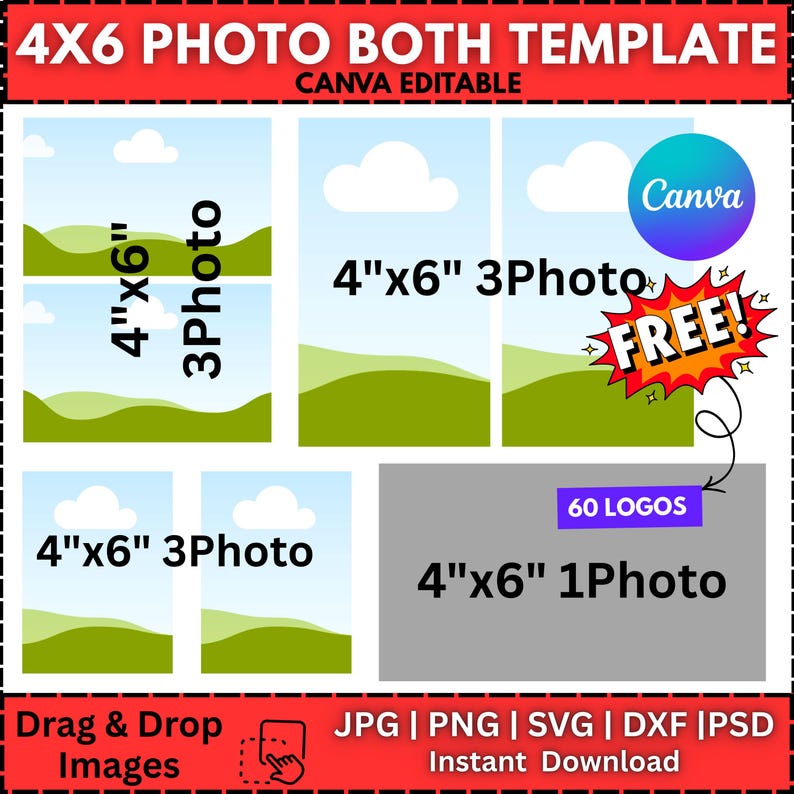 4x6 Photobooth Template Bundle | 16 PSD Photo Strip & Collage Overlays ...