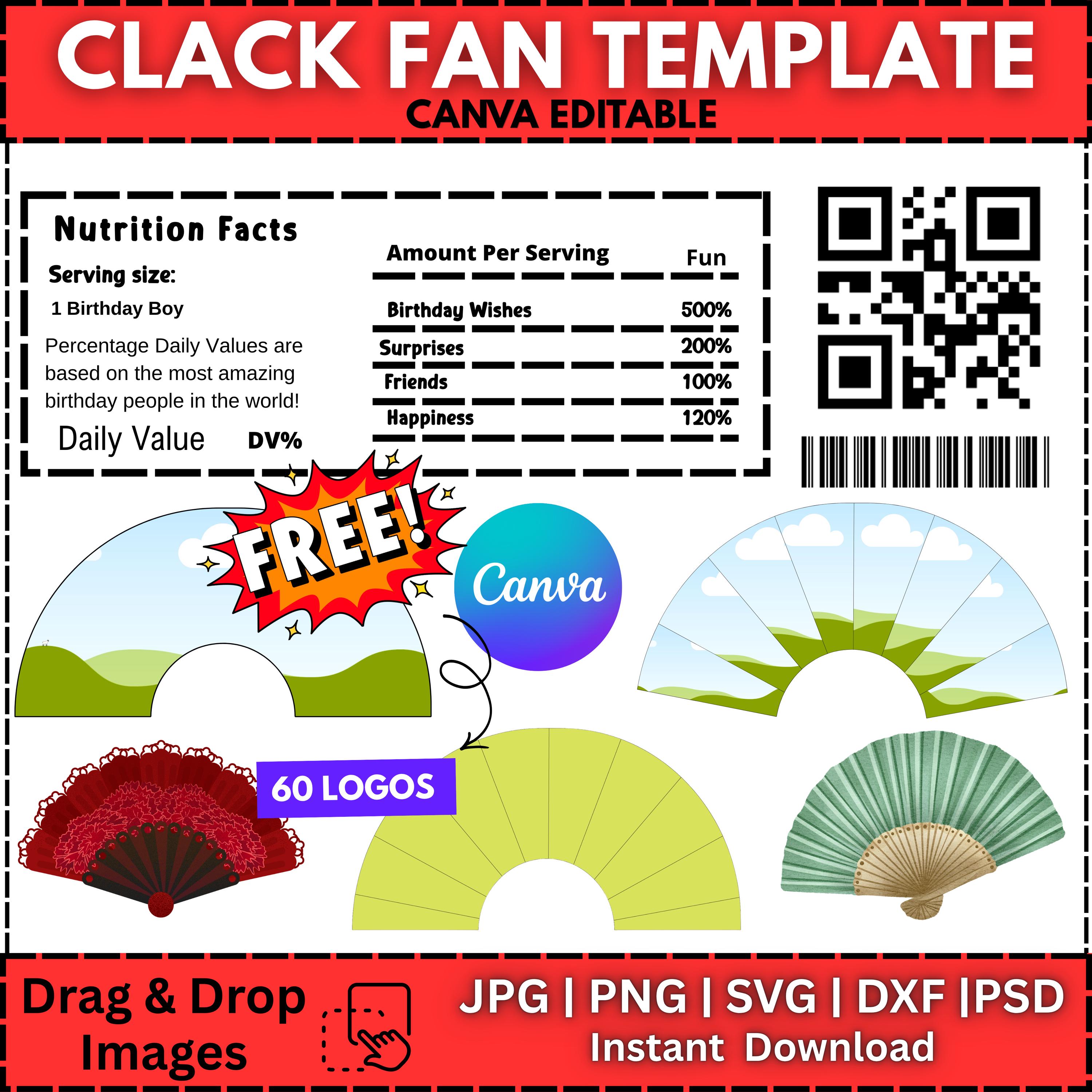 Clack Fan Template Bundle: 4 Sizes, Editable Canva Design (digital ...