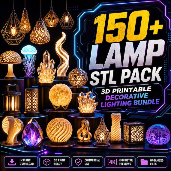 150+ Lamp STL Pack | 3D Printable Decorative Lighting Bundle (Instant Download)