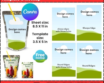 Capri Sun Canva Template Editable Juice Pouch Label Blank Caprisun mockup Template Birthday items Custom Capri Label Designs Svg psd png