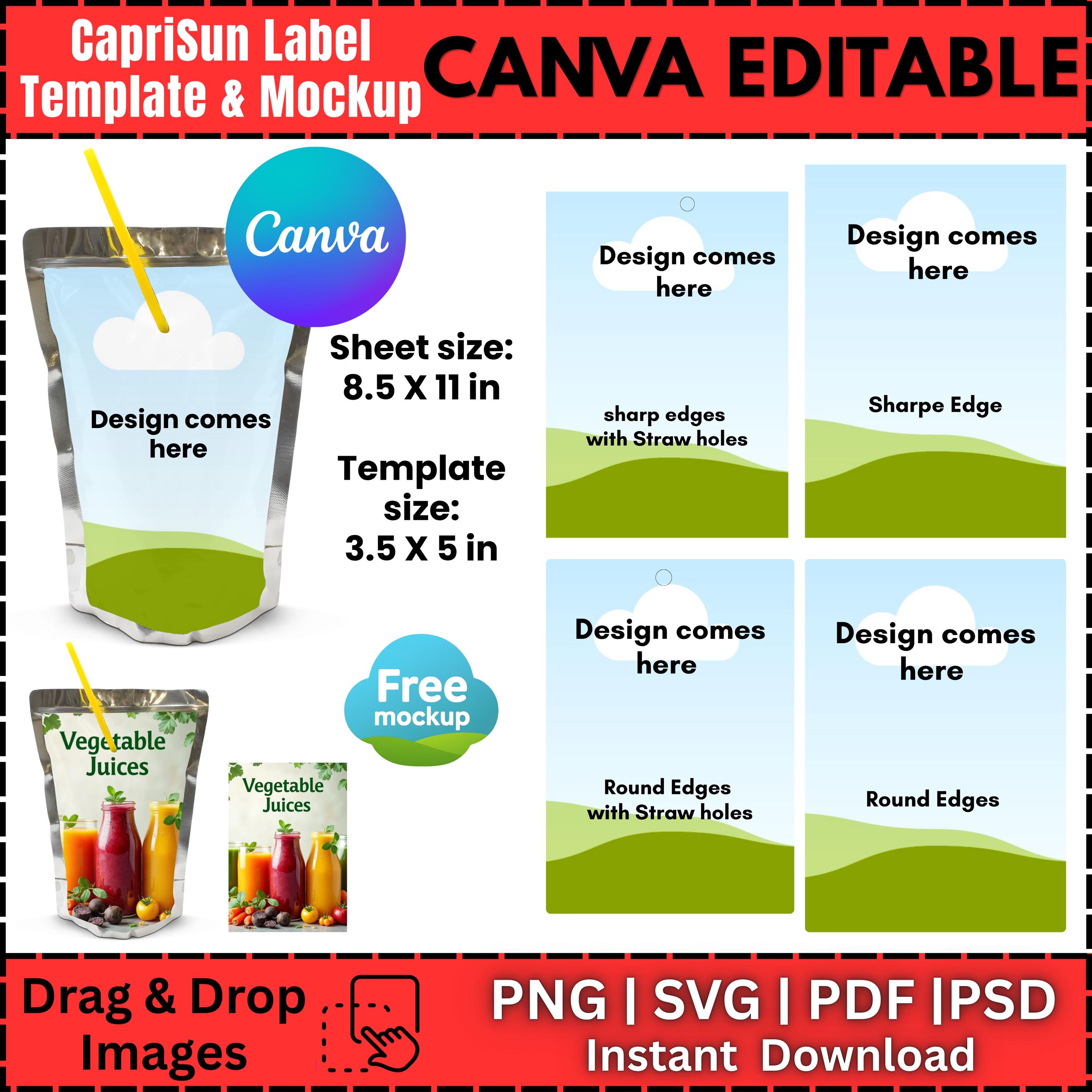 Capri Sun Canva Template Editable Juice Pouch Label Blank Caprisun ...