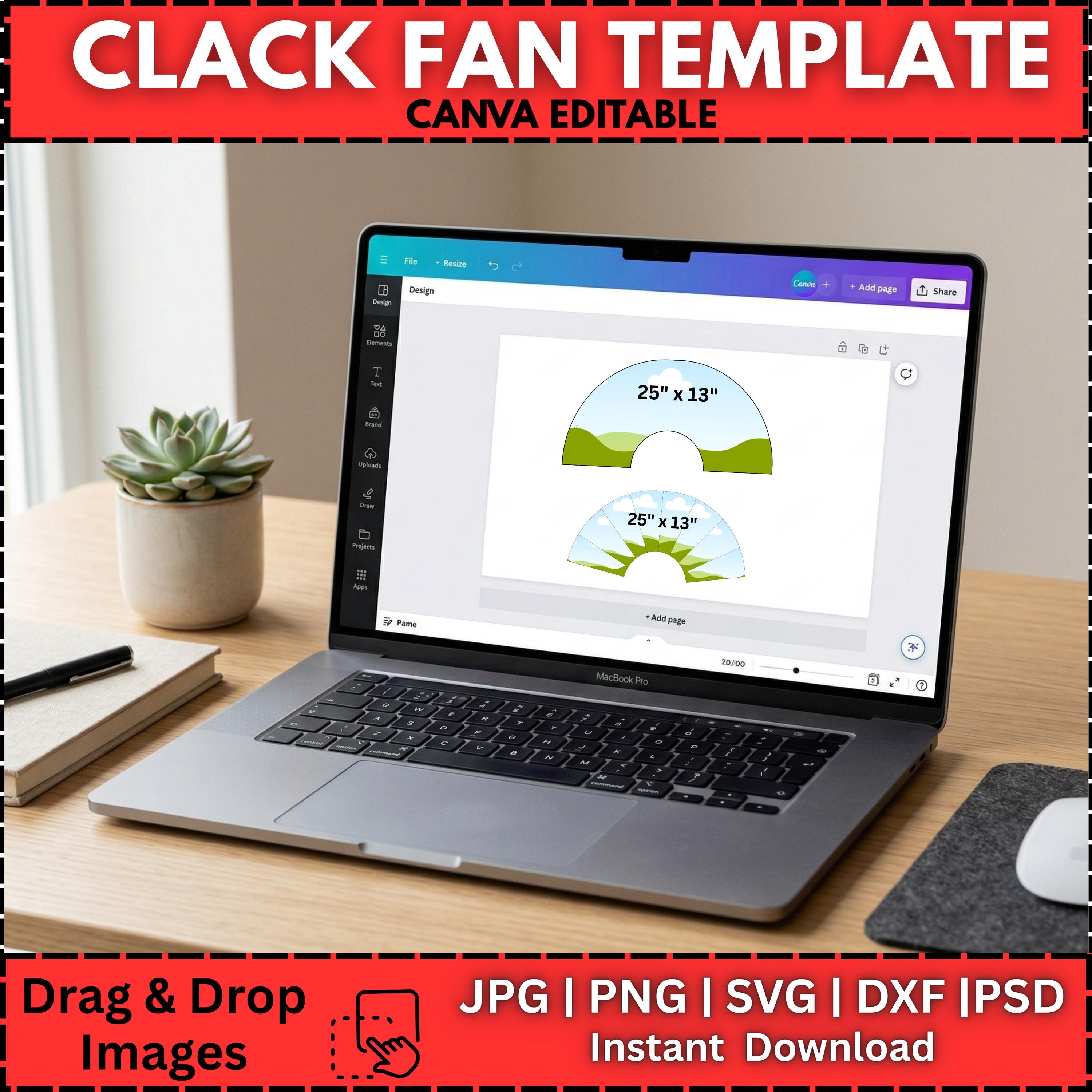 Clack Fan Template Bundle: 4 Sizes, Editable Canva Design (digital ...