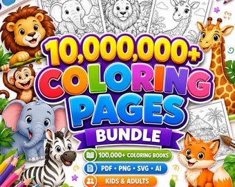 10,000,000+ Coloring Pages Bundle Plr Mrr | 100,000+ Coloring Books Pdf Png Svg Ai | Kids & Adults