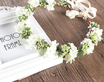 Diadema bohemia con corona floral para niñas y mujeres, corona de flores de princesa para bodas y fiestas, accesorio para el cabello de novia