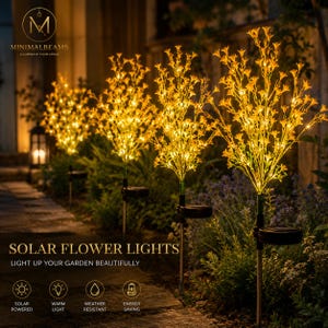 Solcellslampa för vildblommor – Dekoration för trädgårdsgångar utomhus, varm LED-blomlampa, vattentät trädgårds- och innergårdsdekor