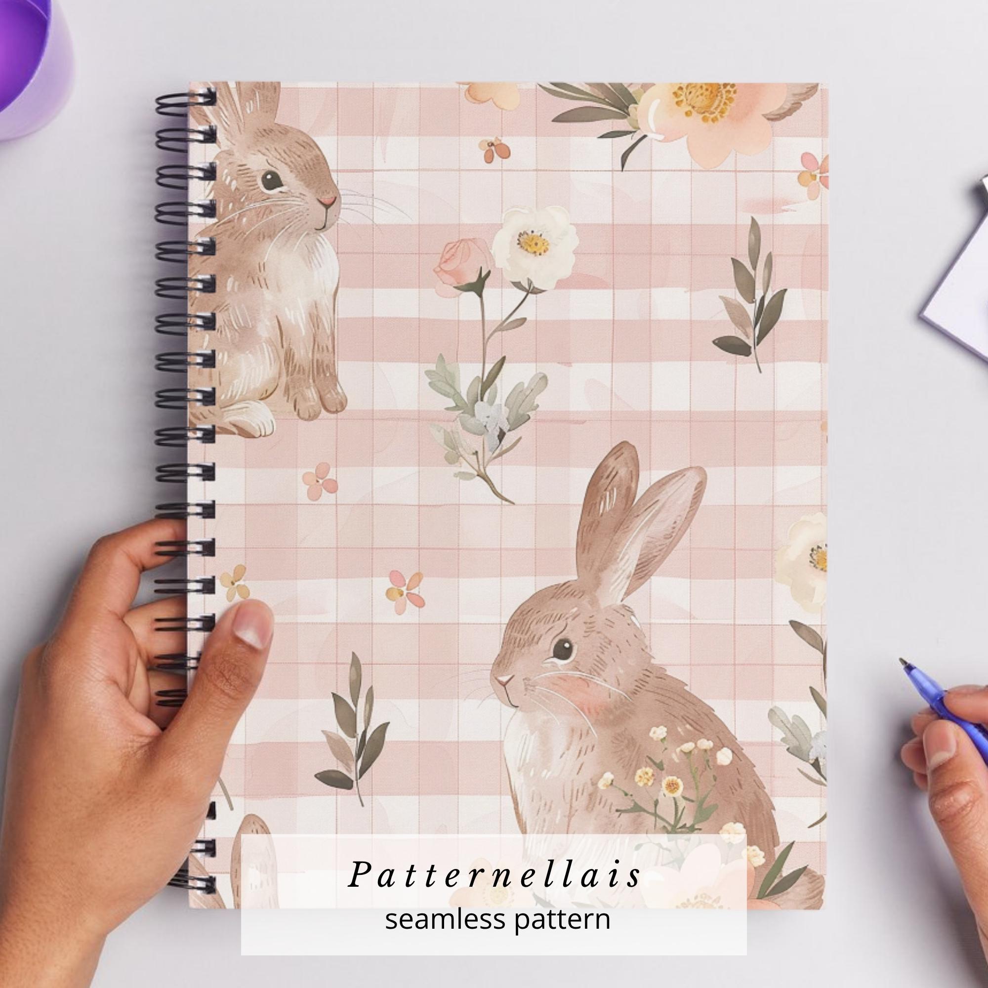 Spring Bunny Seamless Pattern Digital Paper, Floral Rabbit Printable ...