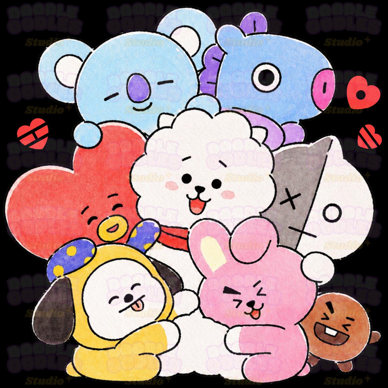 BTS Characters Illustration, Bangtan Friends Graphic, BT21 Arirang PNG ...