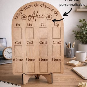 Personalisierter Holz-Klassenfotorahmen – mit eingraviertem Namen des Kindes – Vorschule bis 8. Klasse – Erinnerungsstück an die Schulzeit – Einzigartiges Geschenk für ein Kind