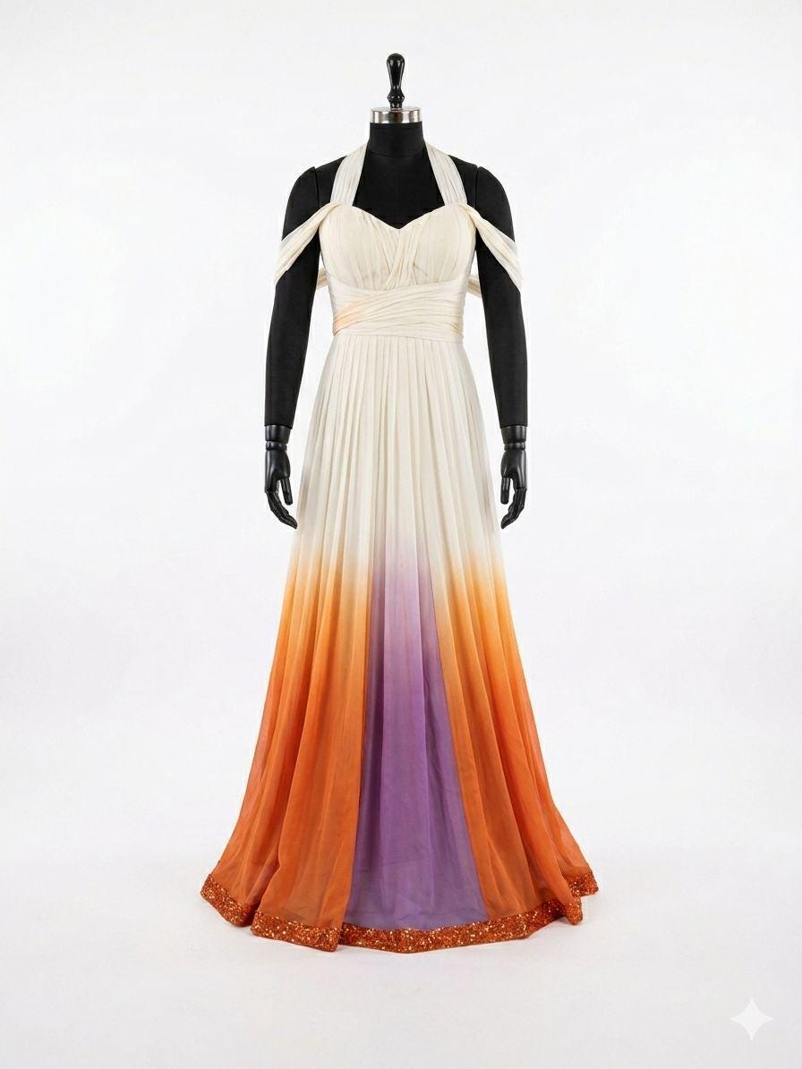 green emerald velvet dress The Golden Hour Sunset Ombre Pleated Maxi Dress