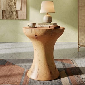 Organic Modern Side Table | Solid Cedar 50cm Height Living Room Furniture
