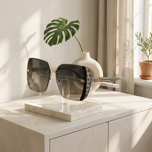 Damsolglasögon med fyrkantig båge och UV400-bågar, moderiktiga bilglasögon Blue Green Frame