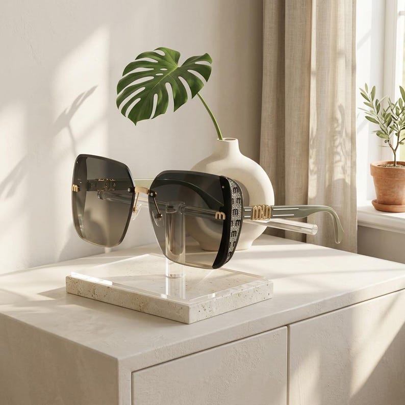 Damsolglasögon med fyrkantig båge och UV400-bågar, moderiktiga bilglasögon Blue Green Frame