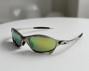 Y2K Retro Sunglasses Metal Frame Red Lens Vintage Slim Eyewear