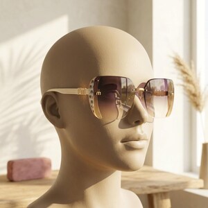 Damsolglasögon med fyrkantig båge och UV400-bågar, moderiktiga bilglasögon bild 11