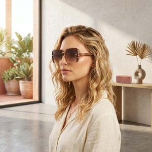 Damsolglasögon med fyrkantig båge och UV400-bågar, moderiktiga bilglasögon bild 2