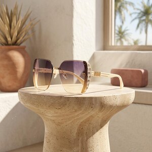 Damsolglasögon med fyrkantig båge och UV400-bågar, moderiktiga bilglasögon Off White Frame