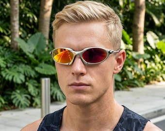Vintage Metal Wrap Sunglasses Y2K Futuristic Polarized Shield Eyewear Streetwear Festival Shades Unisex
