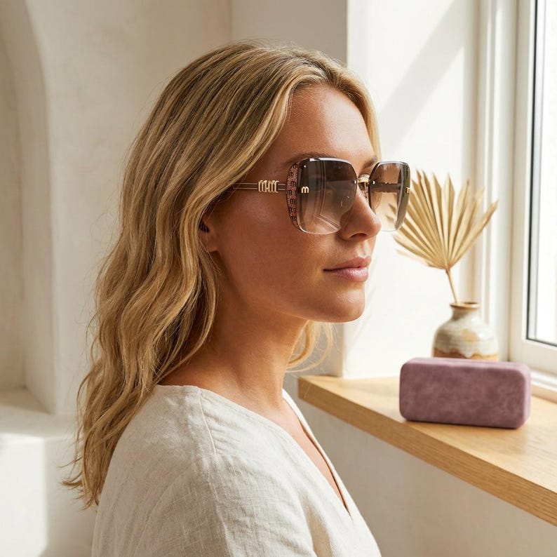 Damsolglasögon med fyrkantig båge och UV400-bågar, moderiktiga bilglasögon bild 1