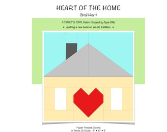 Heart of the Home Quilt, Paper Pieced Quilt Pattern, House Quilt Pattern, Mini Quilt PDF,