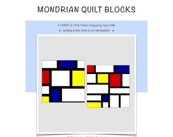 Quilt Muster, Mondrian Quilt Blocks, PDF Quilt Muster, Papier Stück PDF, digitaler Download PDF