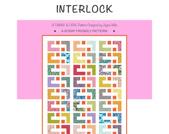 PDF Interlock Quilt Pattern, PDF Download, Scrappy Quilt