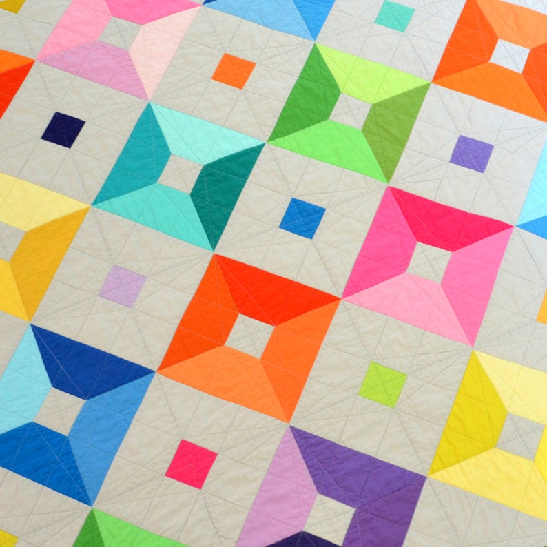 Modern Geometric Quilt, Graphic Rainbow Quilt, Modern Lap Quilt, Rainbow Quilt, Graphic Lap Quilt image 10