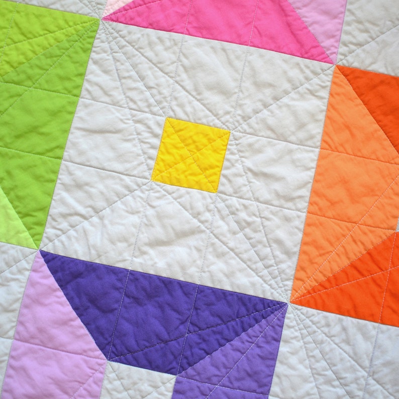 Modern Geometric Quilt, Graphic Rainbow Quilt, Modern Lap Quilt, Rainbow Quilt, Graphic Lap Quilt image 8