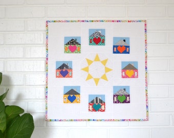 Heart of the Home Quilt, Rainbow Wall Hanging, House Wall Hanging, Wall Quilt